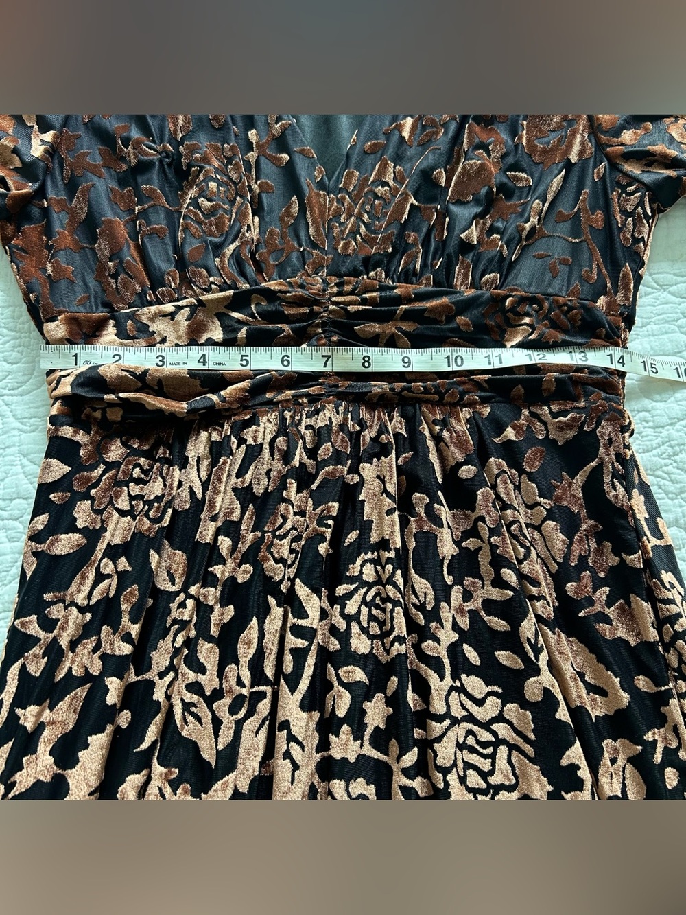 Baltic Born Leslie Velvet Maxi Dress Womens XL Black Bronze Floral Boho Formal - Picture 11 of 12